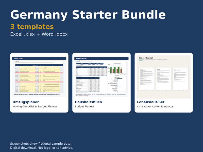 Cover image of the template: Moving, budget and CV in one download